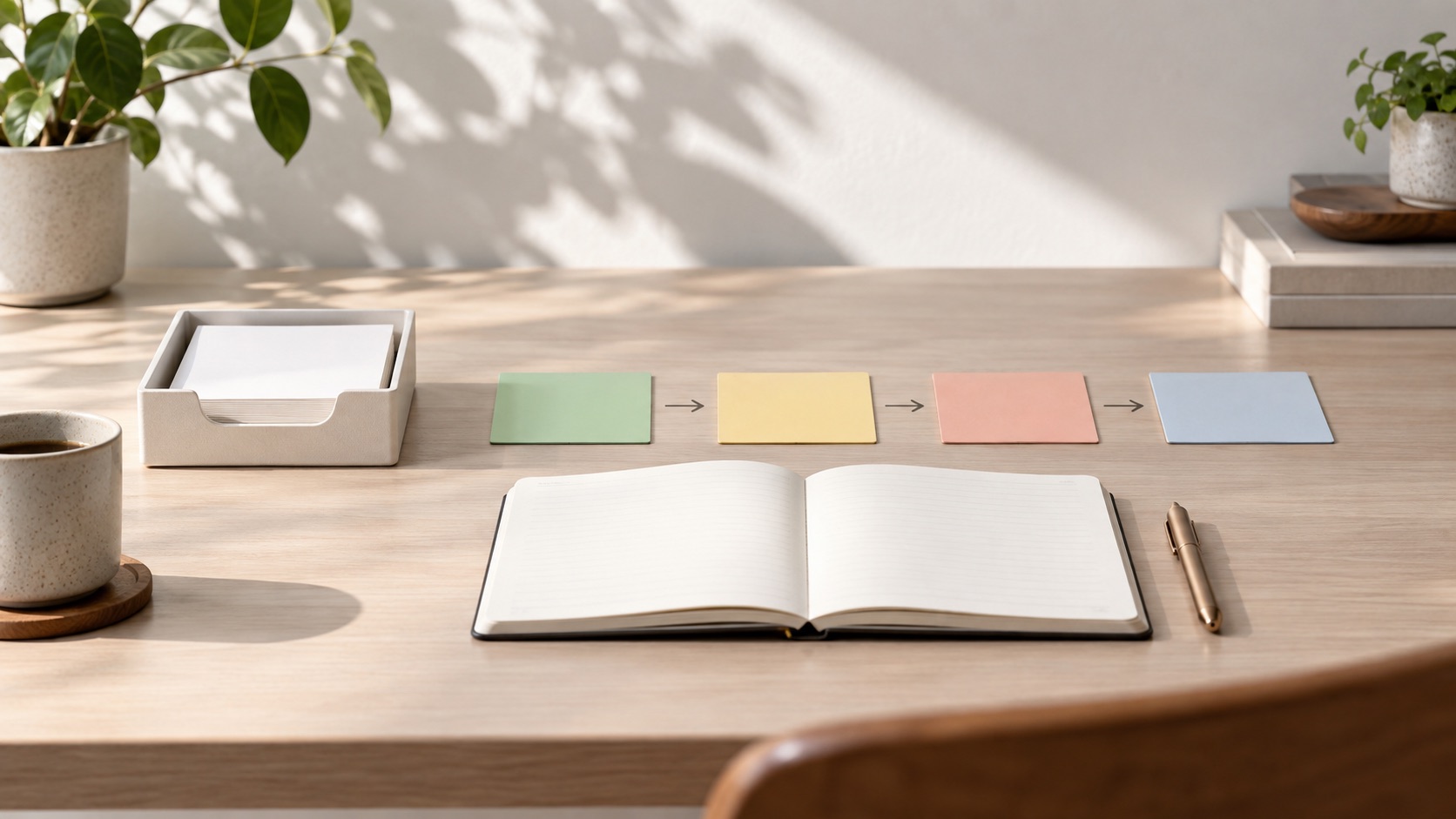 A simple task capture inbox flowing into four decision cards